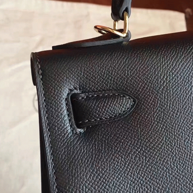 Black Epsom Fake H**me5 Kelly Sellier 28cm Stylish Handbag