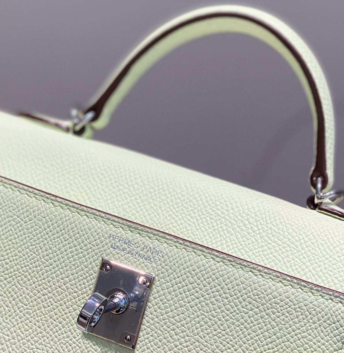 H**me5 Kelly Mini II Bag Replica in Vert Fizz