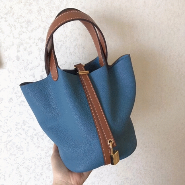 Blue jean 1:1 replica H**me5 bicolor Picotin Lock 22cm handbag