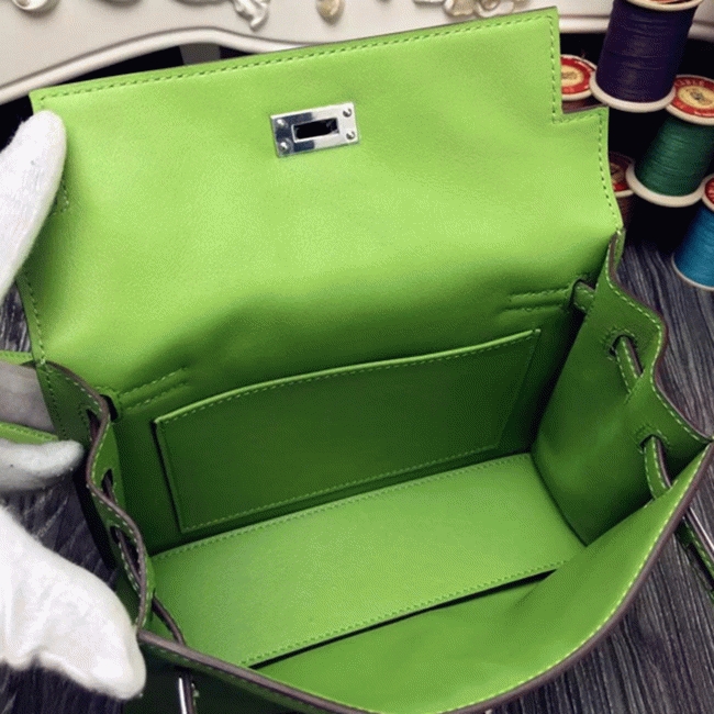 Green Swift Leather Top Replica H**me5 Kelly Danse Convertible Bag