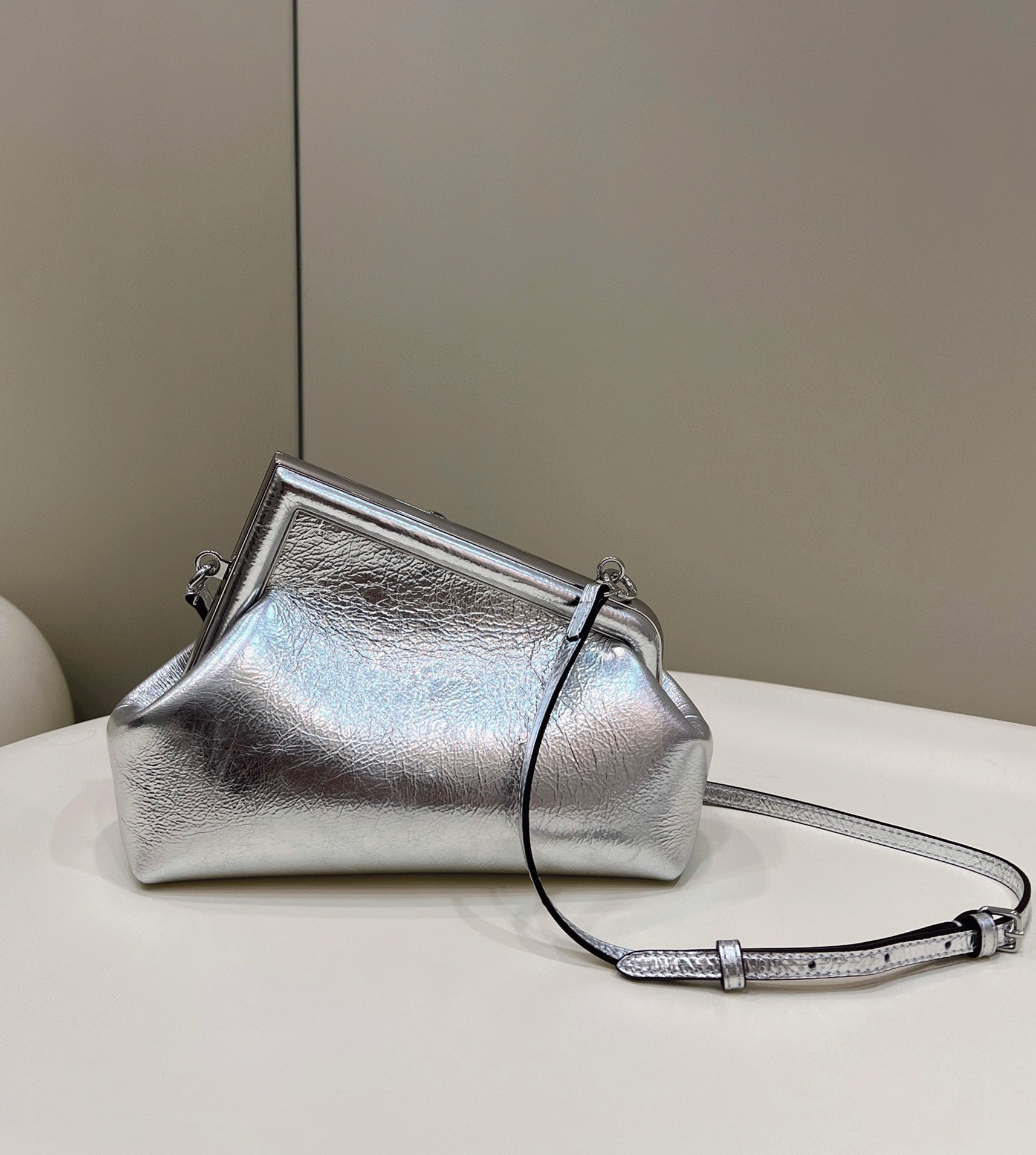 Top Quality Knockoff F**di First Small Bag In Silver