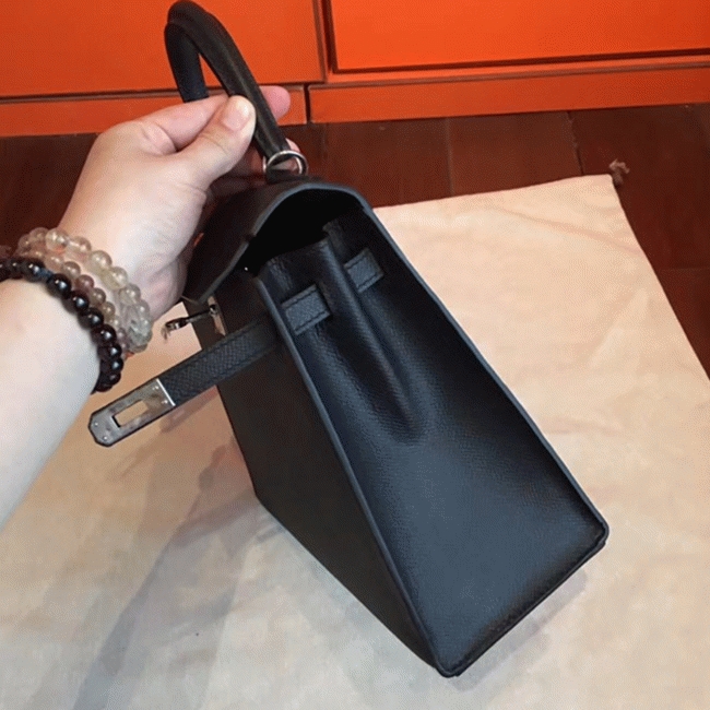 Black Epsom Fake H**me5 Kelly 25cm Sellier Structured Purse