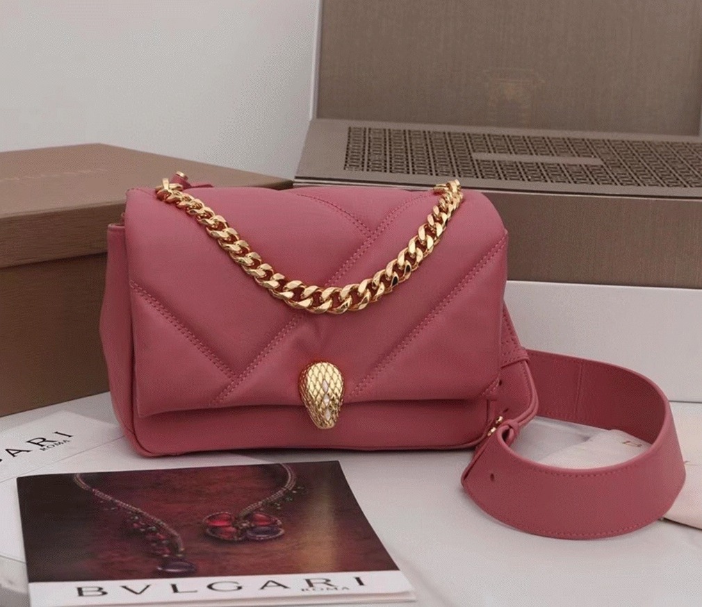 Knockoff Bv1g*ai Serpenti Cabochon Small Bag Pink Leather