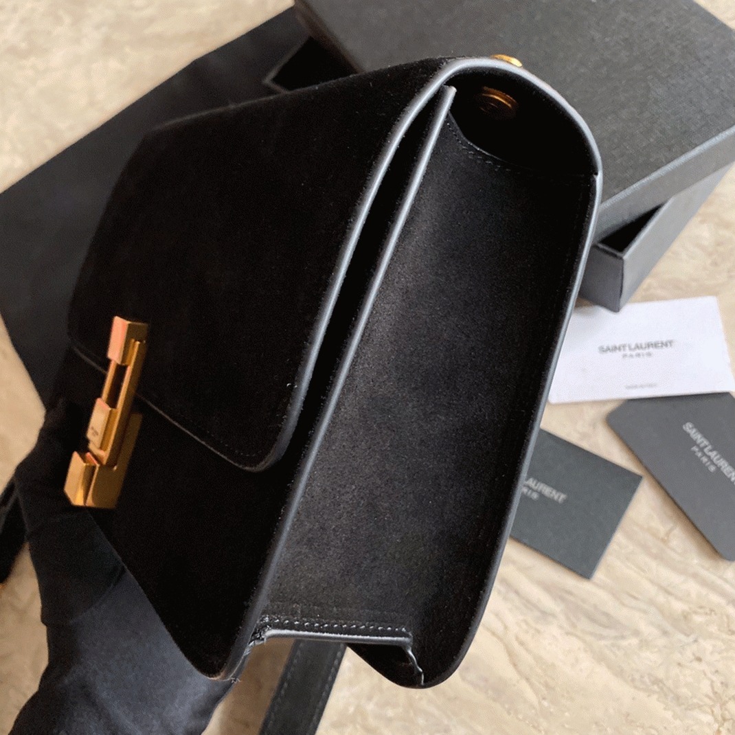 Fake Sa1nt Lau*nt Le Carre Satchel Bag Black