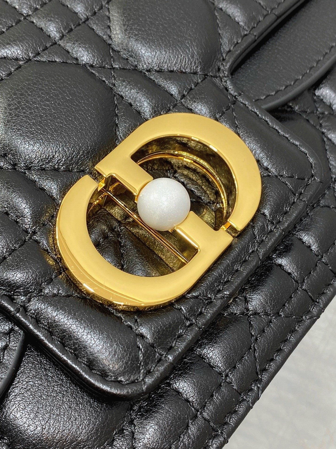 D10r Small Jolie Top Handle Bag Fake in Black Cannage Calfskin