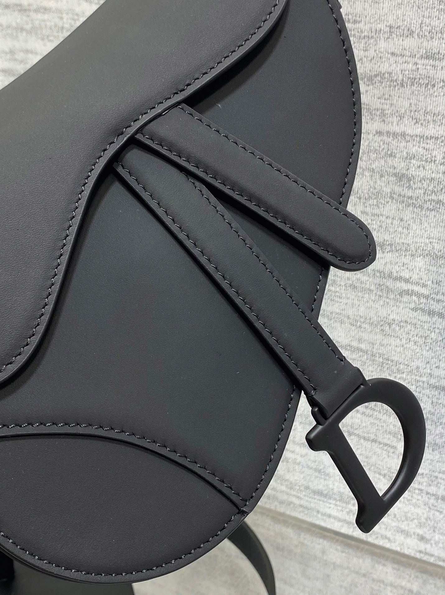 D10r Mini Saddle Bag Replica with Strap in Black Ultramatte Calfskin