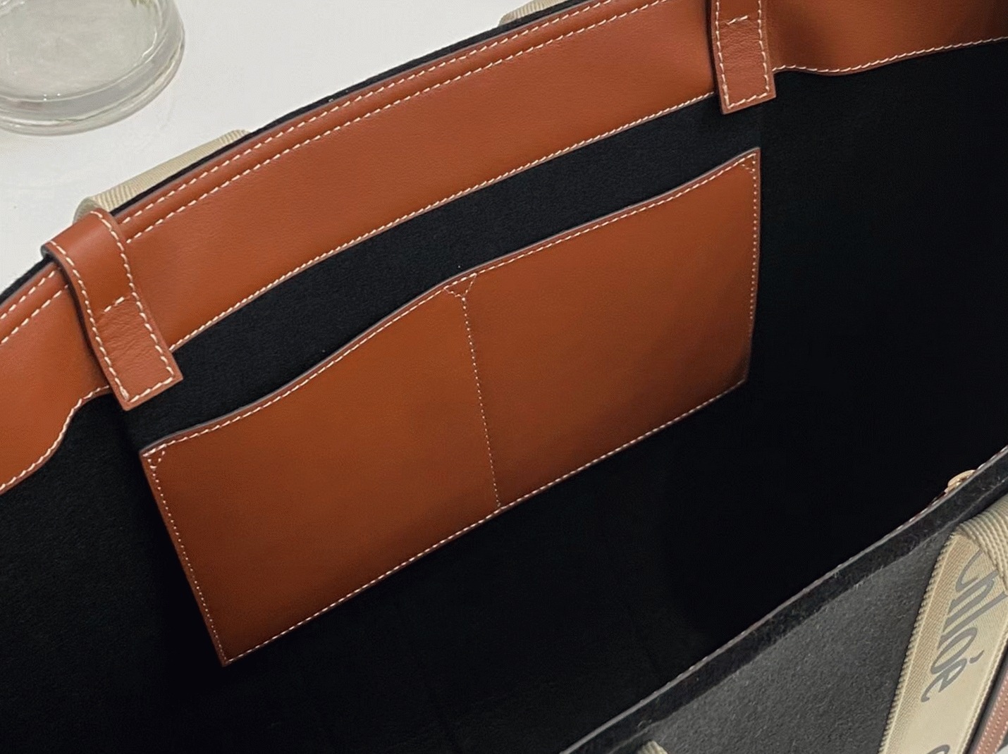 Top Quality Faux Chloe Large Woody Tote Bag In Black Felt