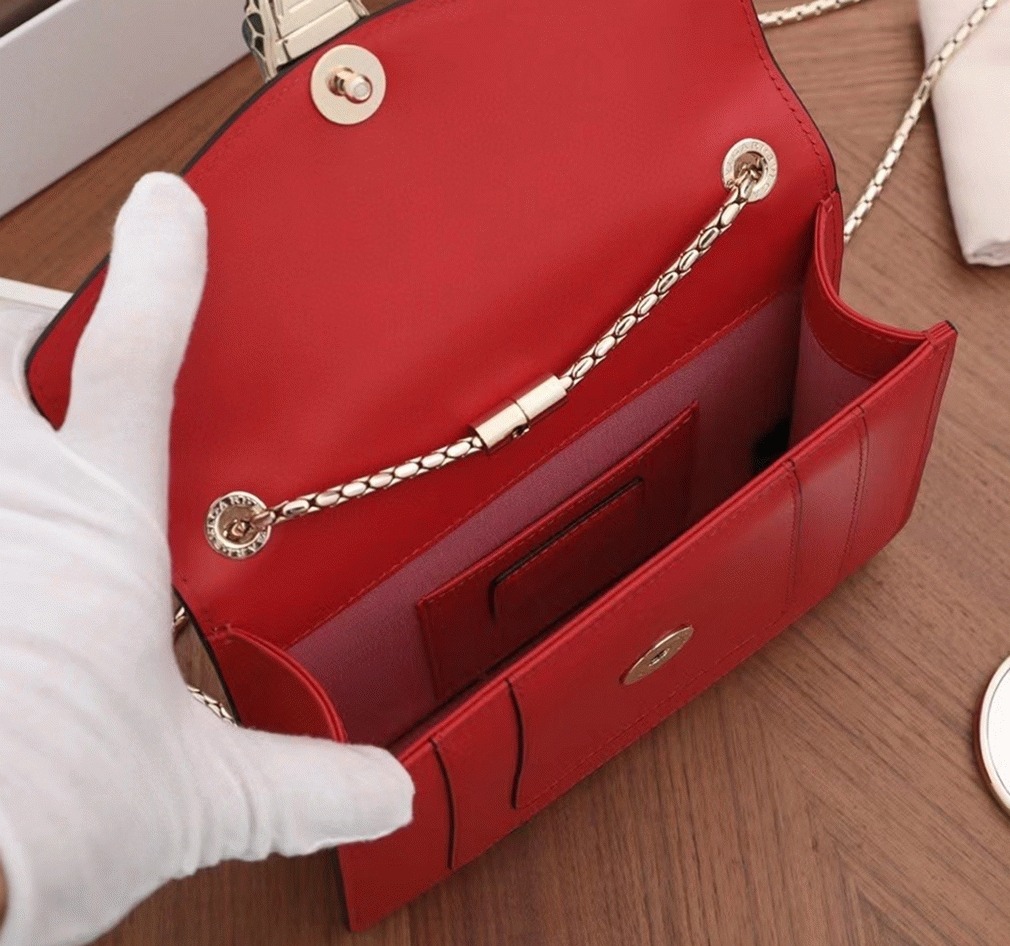 Fake Bv1g*ai Serpenti Forever Small Crossbody Bag Red Leather
