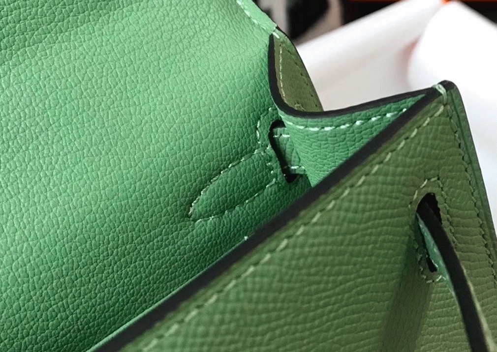 H**me5 Kelly Mini II Bag Replica in Vert Criquet