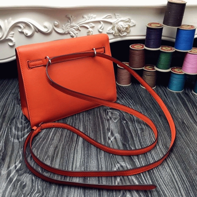 Orange Swift Leather Top Fake H**me5 Kelly Danse Fun Crossbody