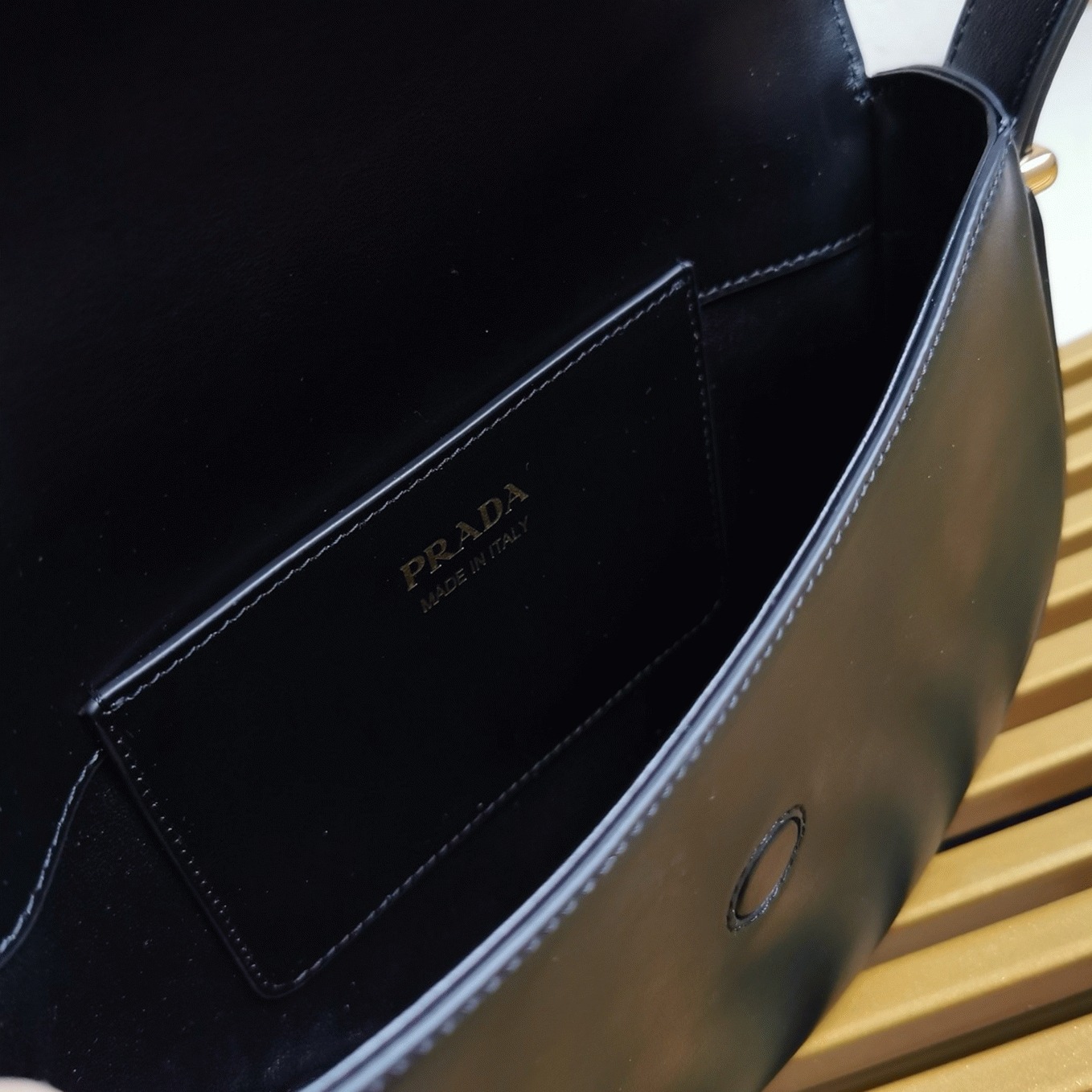 Black Pra*a Arque Shoulder Bag with Flap Fake