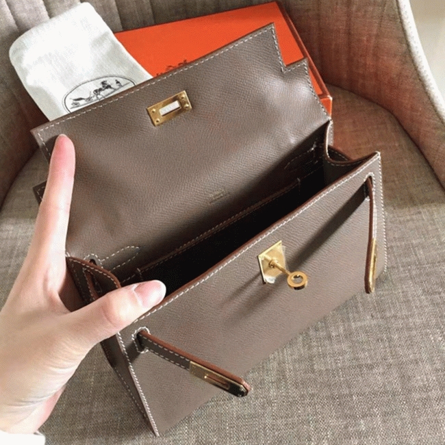Etoupe Epsom Top Replica H**me5 Kelly Pochette Mini Handbag