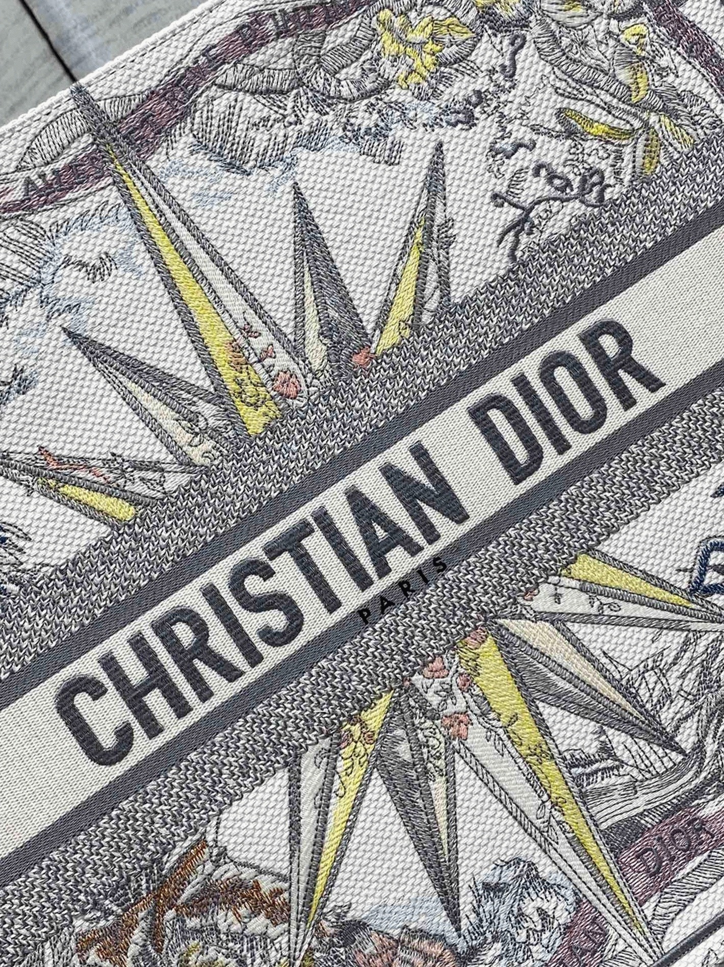 D10r Large Book Tote Bag Replica in Multicolor Rêve d Infini Embroidery