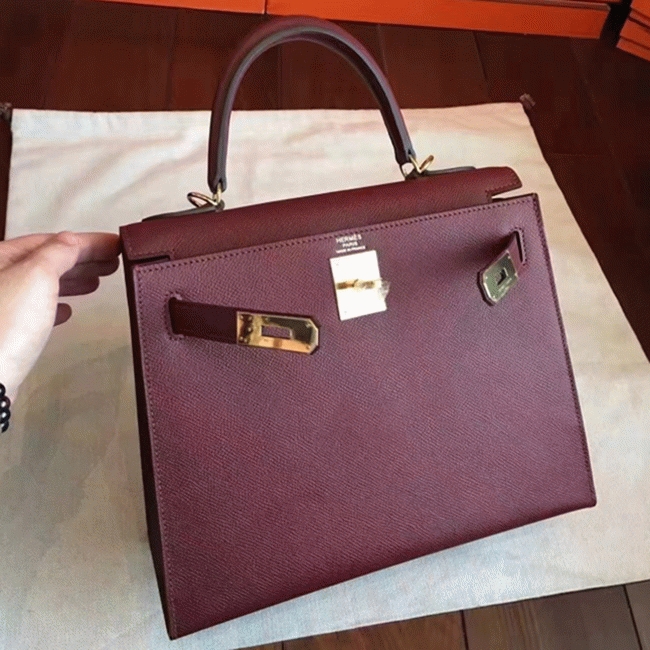 Bordeaux Epsom Copy H**me5 Kelly Sellier 28cm Premium Handbag