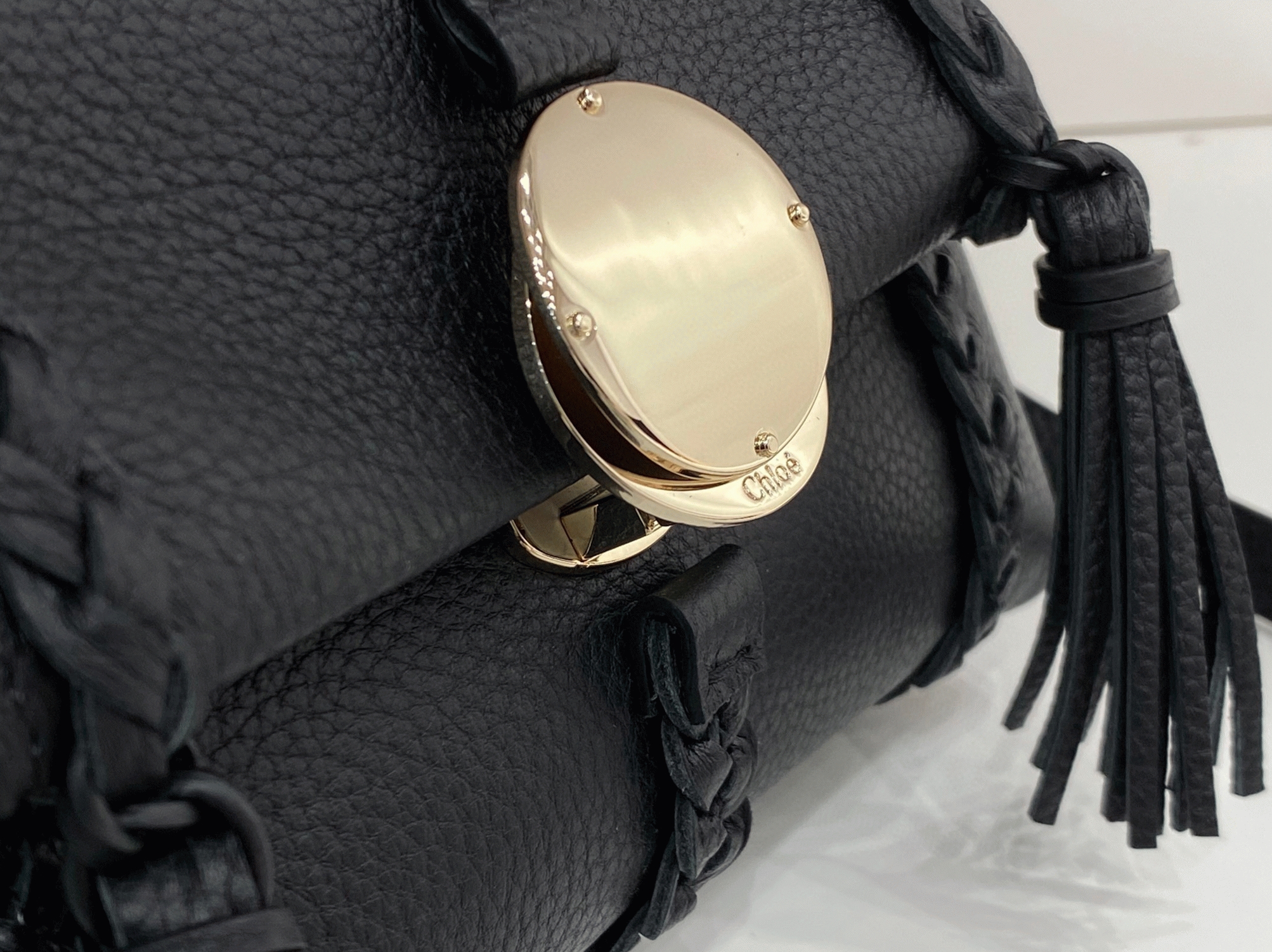 Top Quality Fake Chloe Penelope Mini Shoulder Bag in Black Grained Calfskin