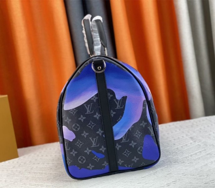 L0vis Vvtt0n Monogram Eclipse Keepall 55 Bandouliere Travel Bag In Blue Sunrise