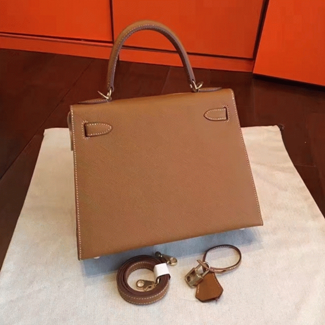 Brown Epsom Faux Luxury H**me5 Kelly Sellier 28cm Elegant Purse