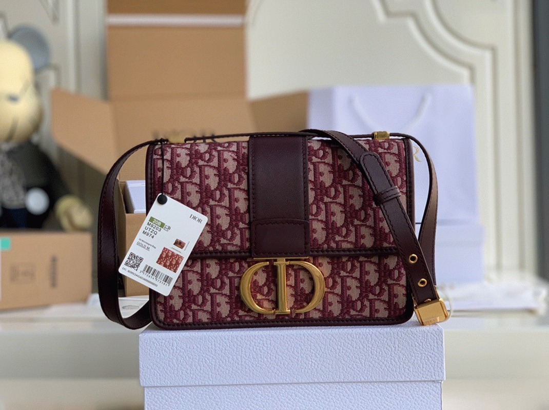 D10r 30 Montaigne Medium Bag Knockoff in Bordeaux D10r Oblique Jacquard