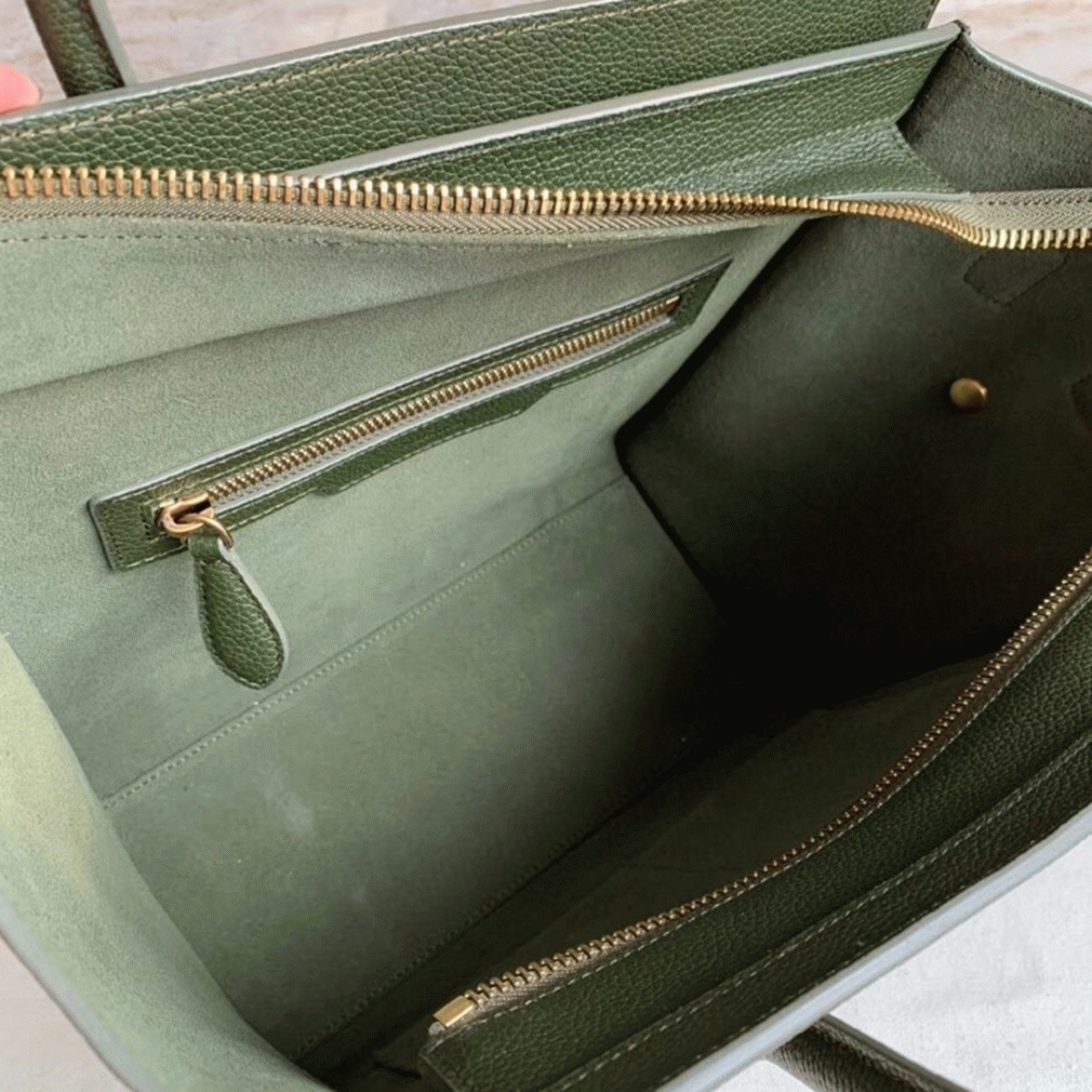 Ce1i*e Micro Luggage Tote Bag Knockoff in Khaki Green
