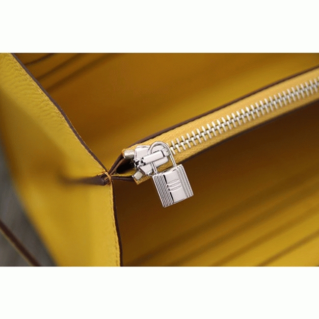 Yellow replica H**me5 Kelly Longue wallet