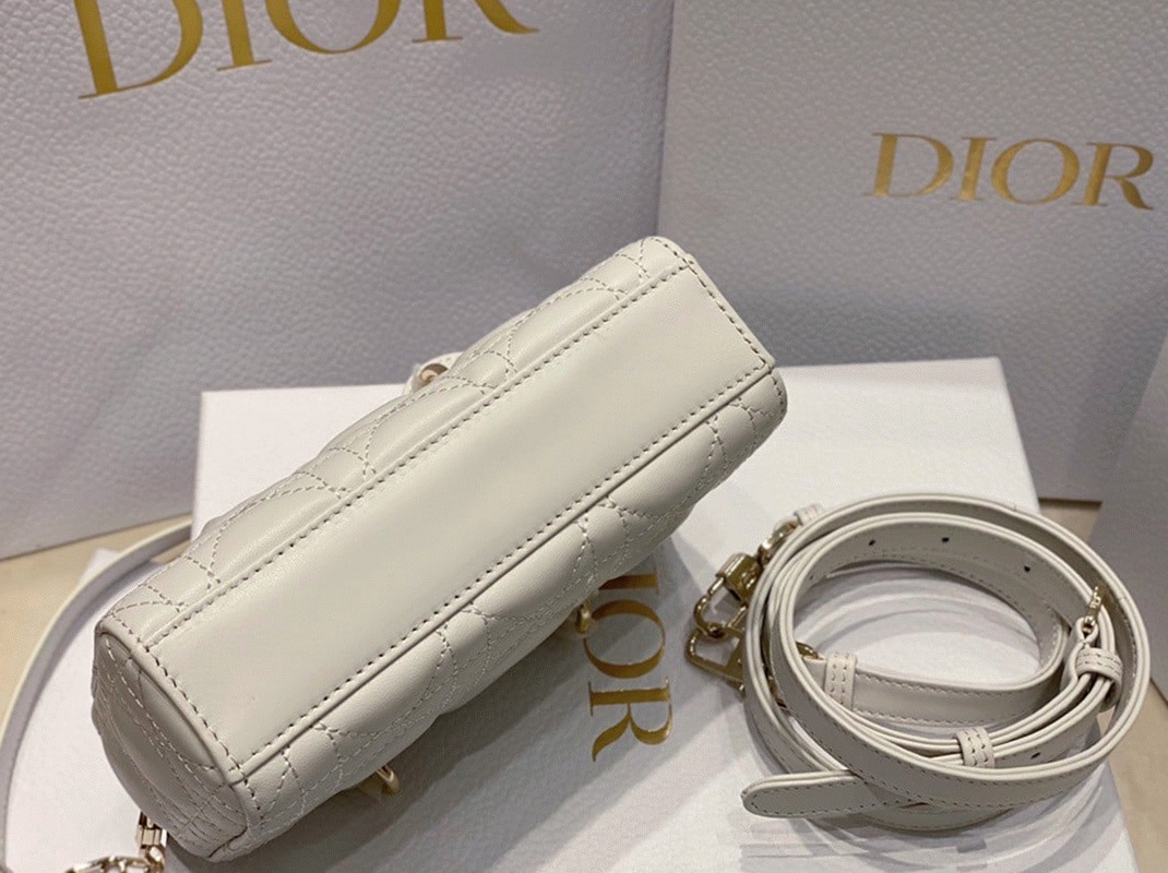 D10r Lady D-Joy Micro Bag Knockoff in White Cannage Lambskin