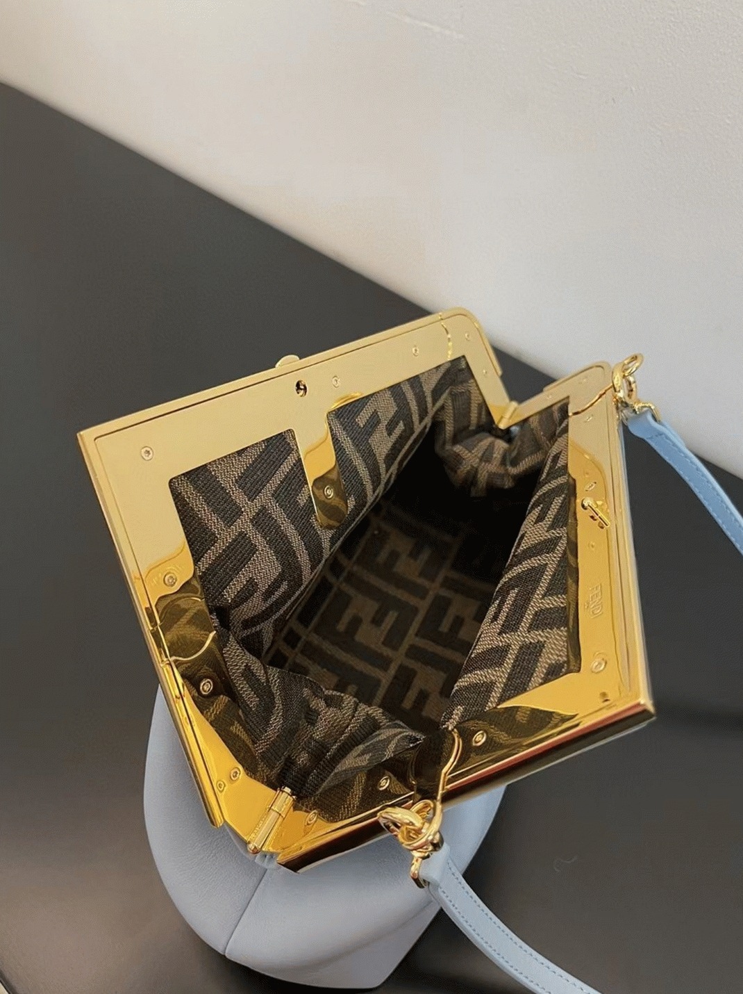 Top Quality Fake F**di First Medium Bag In Light Blue Nappa Leather