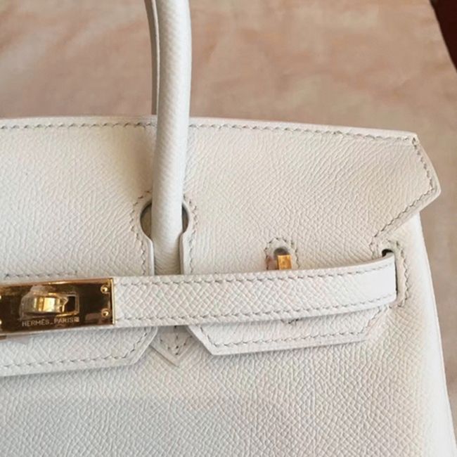 Premium Replica White H**me5 Birkin 25cm Handbag