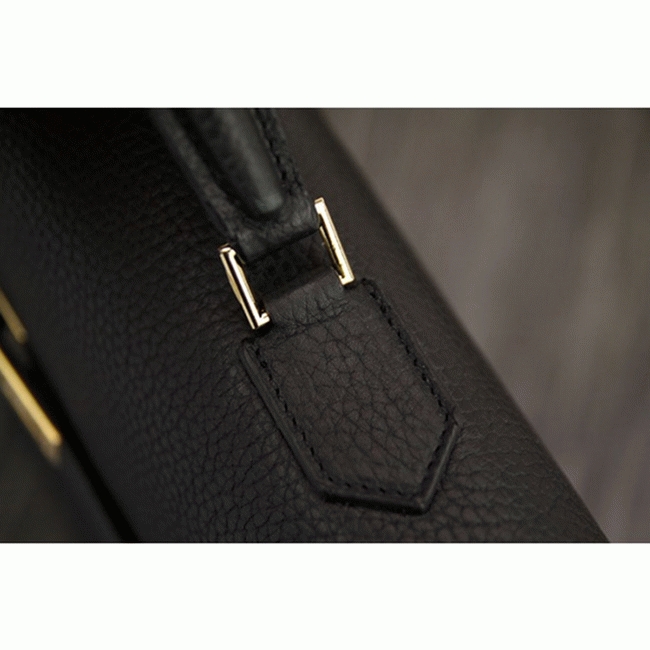 Black Calf Leather Replica Top H**me5 Kelly Depeche 38cm Professional Briefcase