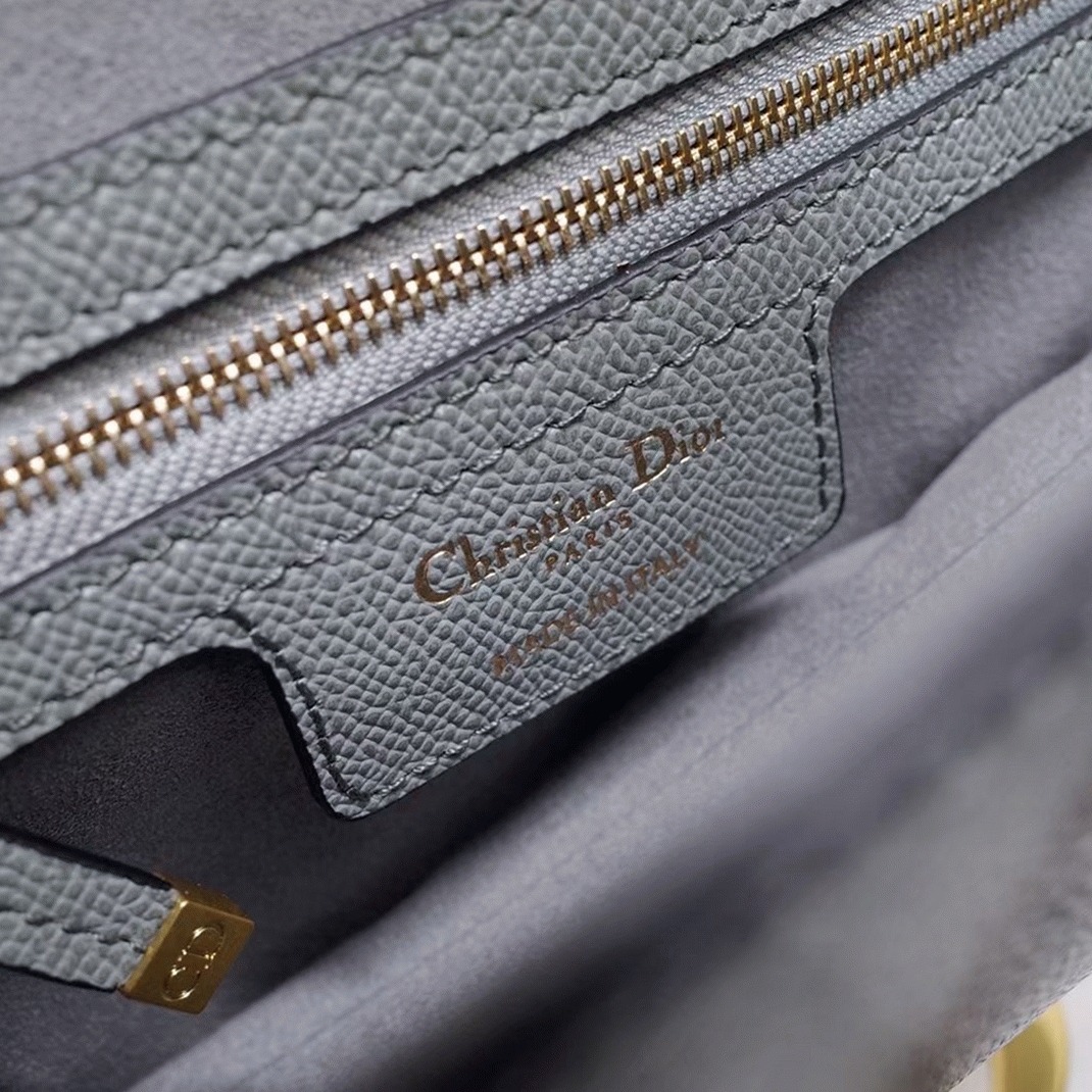 D10r Saddle Bag Fake in Gray Grained Calfskin