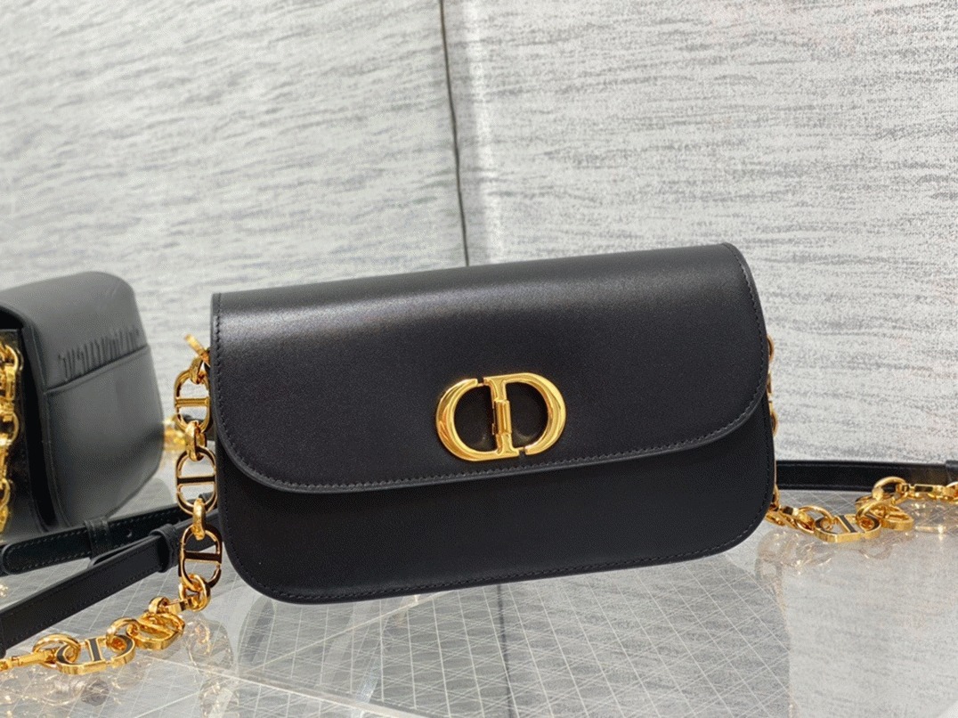 D10r 30 Montaigne Avenue Bag Knockoff in Black Box Calfskin
