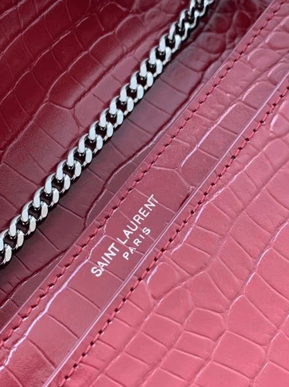 Fake Sa1nt Lau*nt Cassandra Medium Bag Bordeaux Crocodile