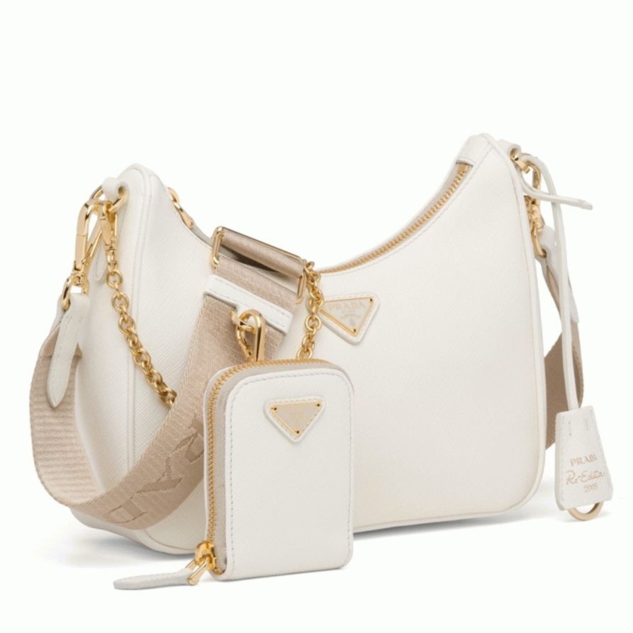 Pra*a Re-Edition 2005 Shoulder Bag Replica in White