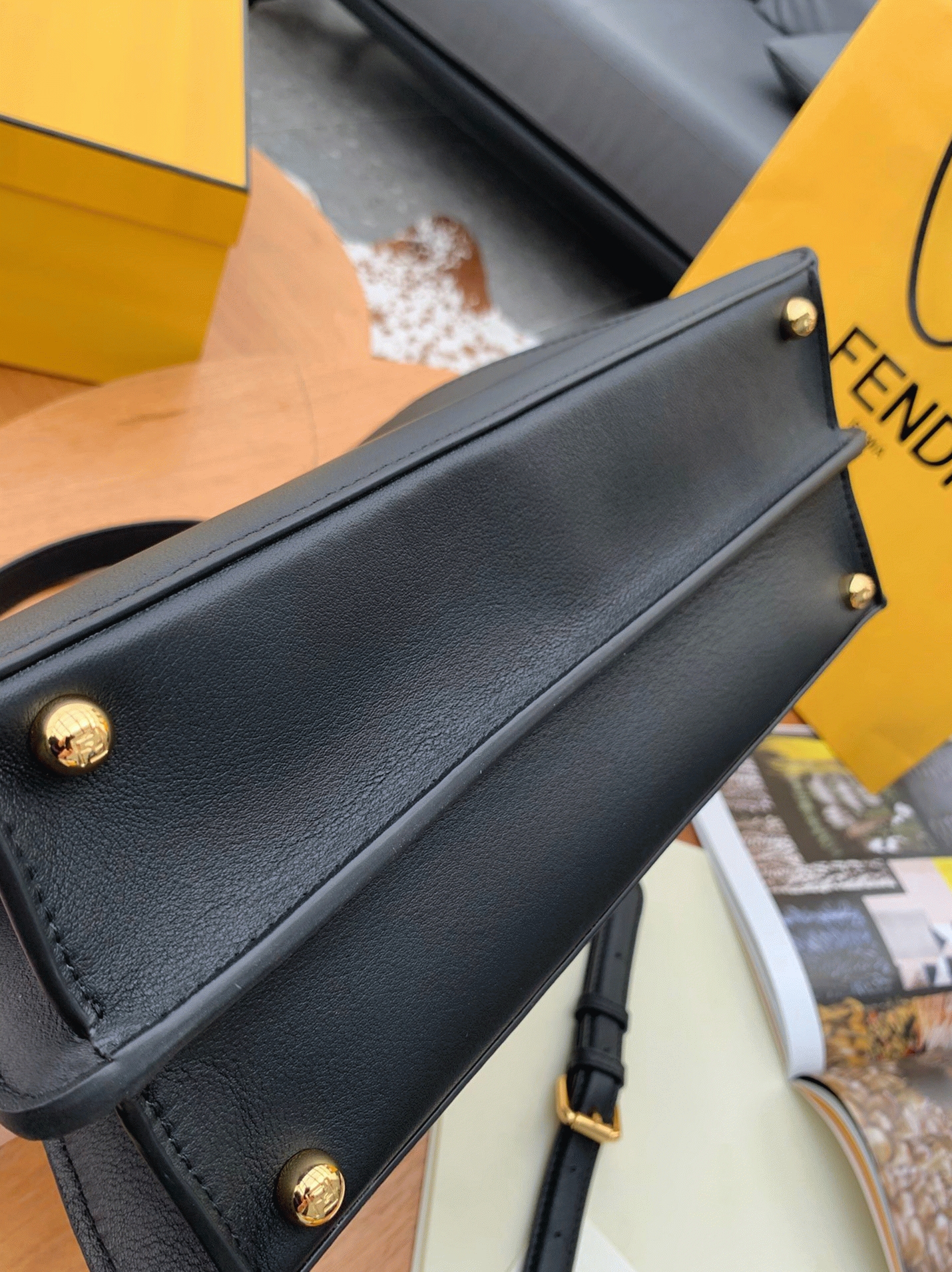 Top Quality Replica F**di Peekaboo ISeeU Medium Bag In Black Calfskin