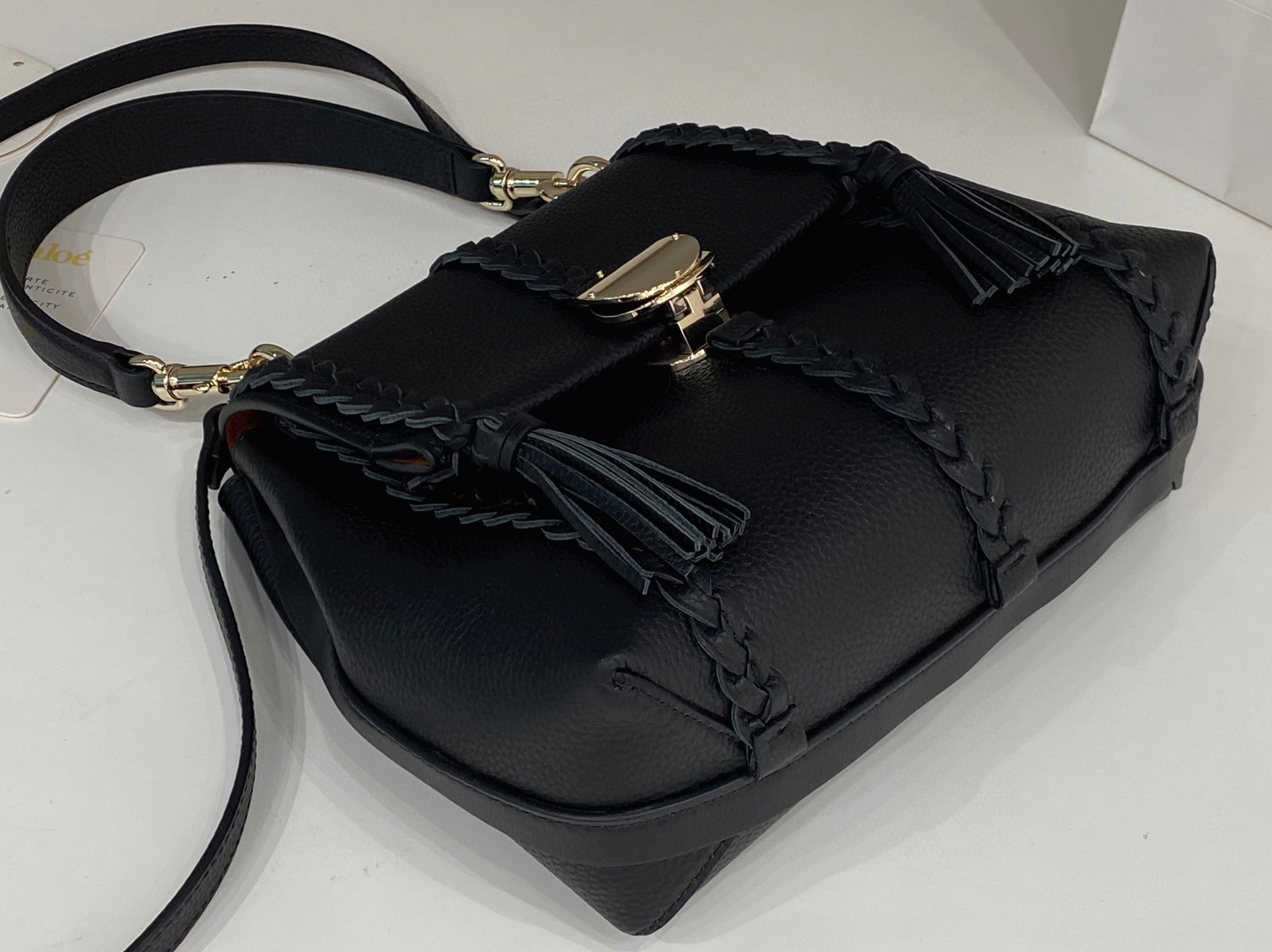 Top Quality Replica Chloe Penelope Small Shoulder Bag in Black Grained Calfskin
