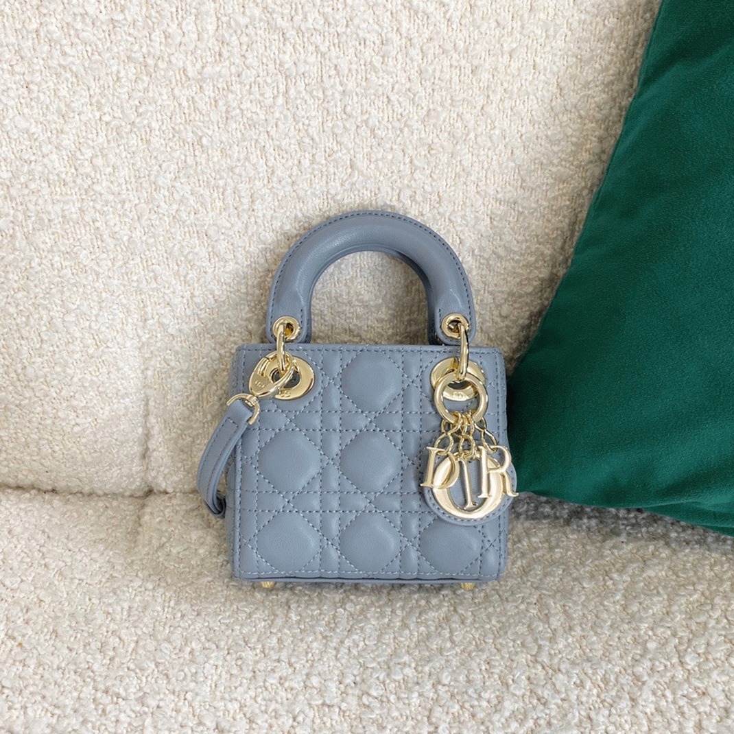 D10r Lady D10r Micro Bag Fake in Blue Cannage Lambskin