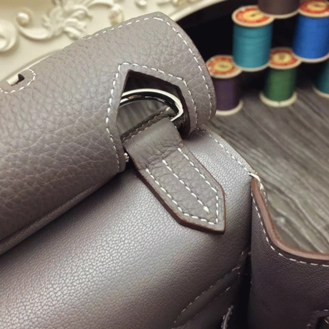 Large grey knockoff H**me5 Jypsiere 31cm handbag
