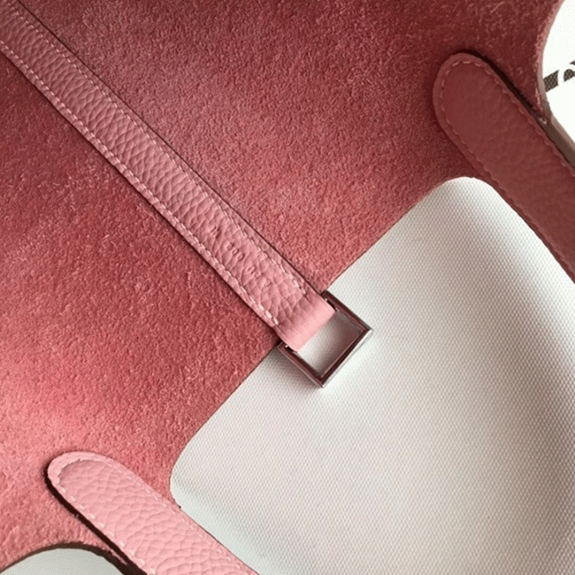 Pink H**me5 Picotin Lock 18cm handbag with braided handles replica