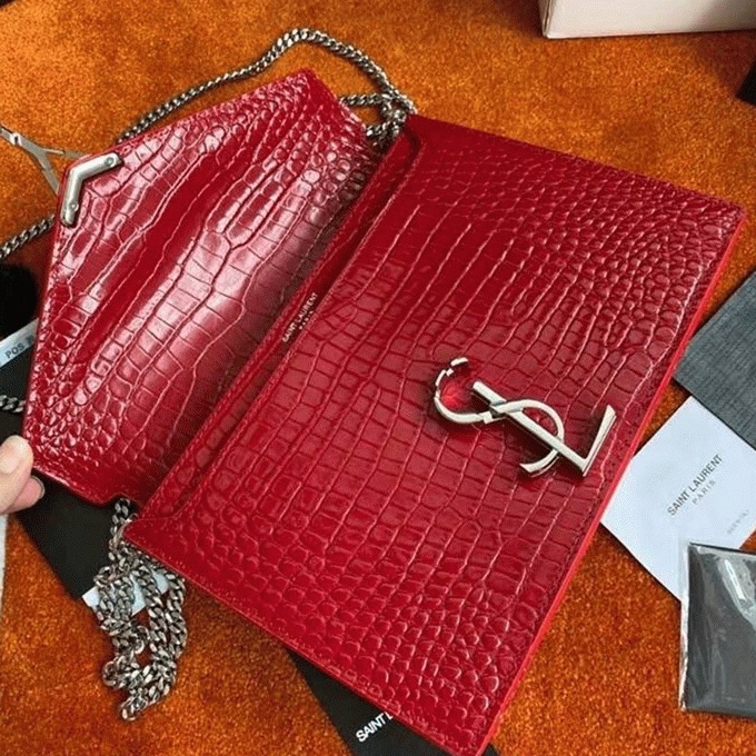 Fake Sa1nt Lau*nt Cassandra Medium Bag Red Crocodile