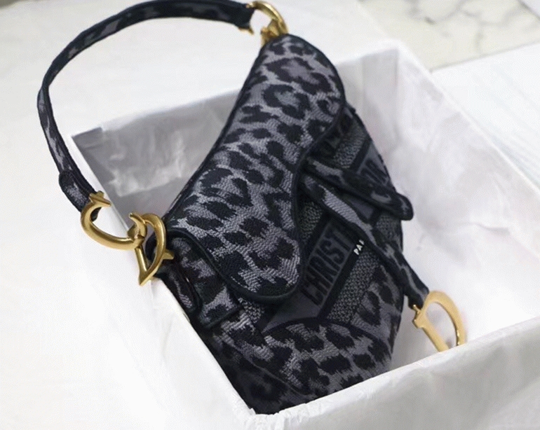 D10r Saddle Bag Replica in Grey Mizza Embroidery