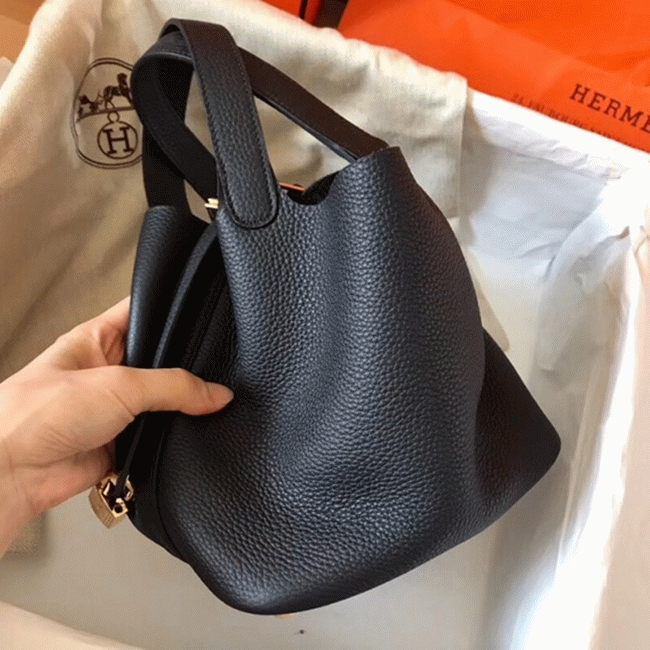 Black AAA replica H**me5 Picotin Lock 18cm handbag