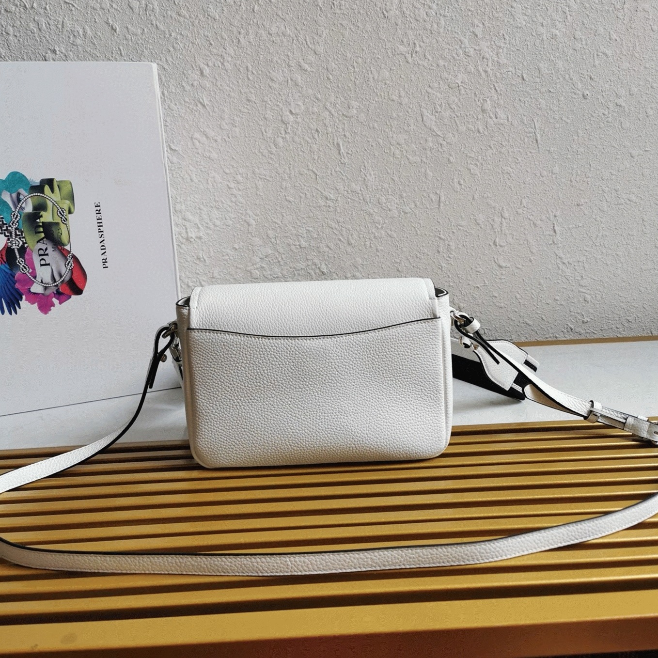 Pra*a Flap Shoulder Bag Replica in White