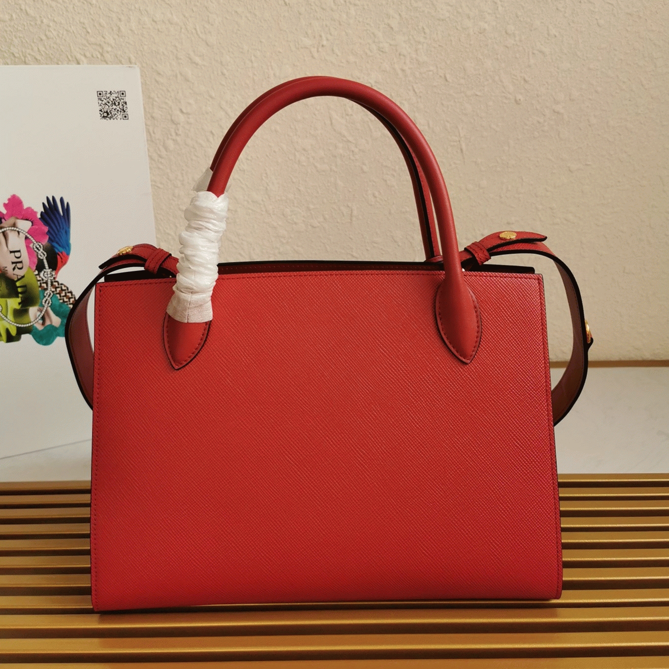 Pra*a Monochrome Medium Bag Replica in Red