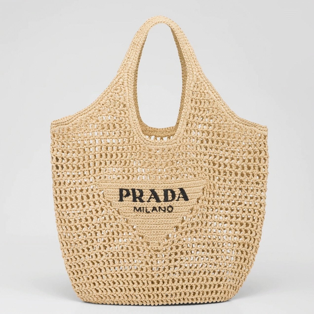 Pra*a Large Tote Bag Knockoff in Beige Woven Raffia