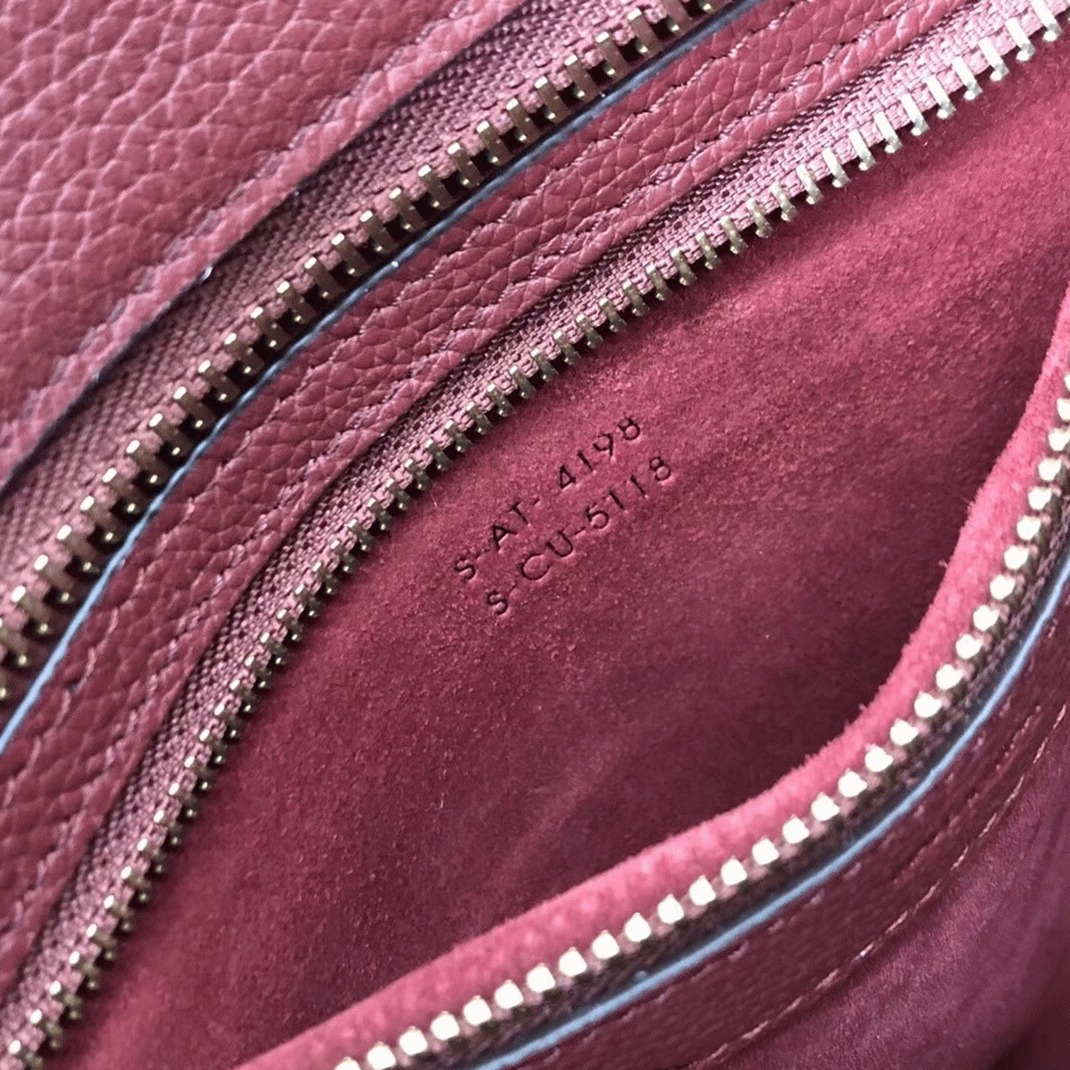 Ce1i*e Micro Luggage Tote Bag Knockoff in Dark Red