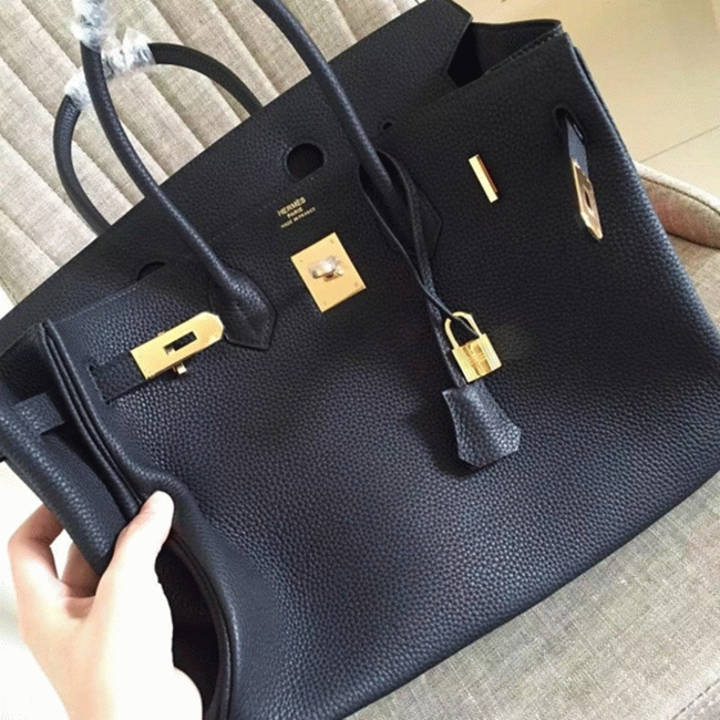 Black Knockoff Designer H**me5 Birkin 35CM Tote