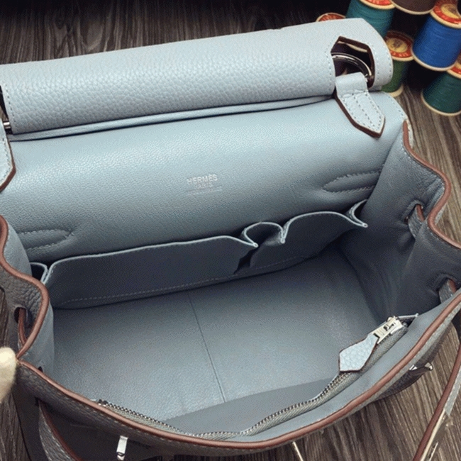 Blue lin fake designer H**me5 Jypsiere 31cm handbag