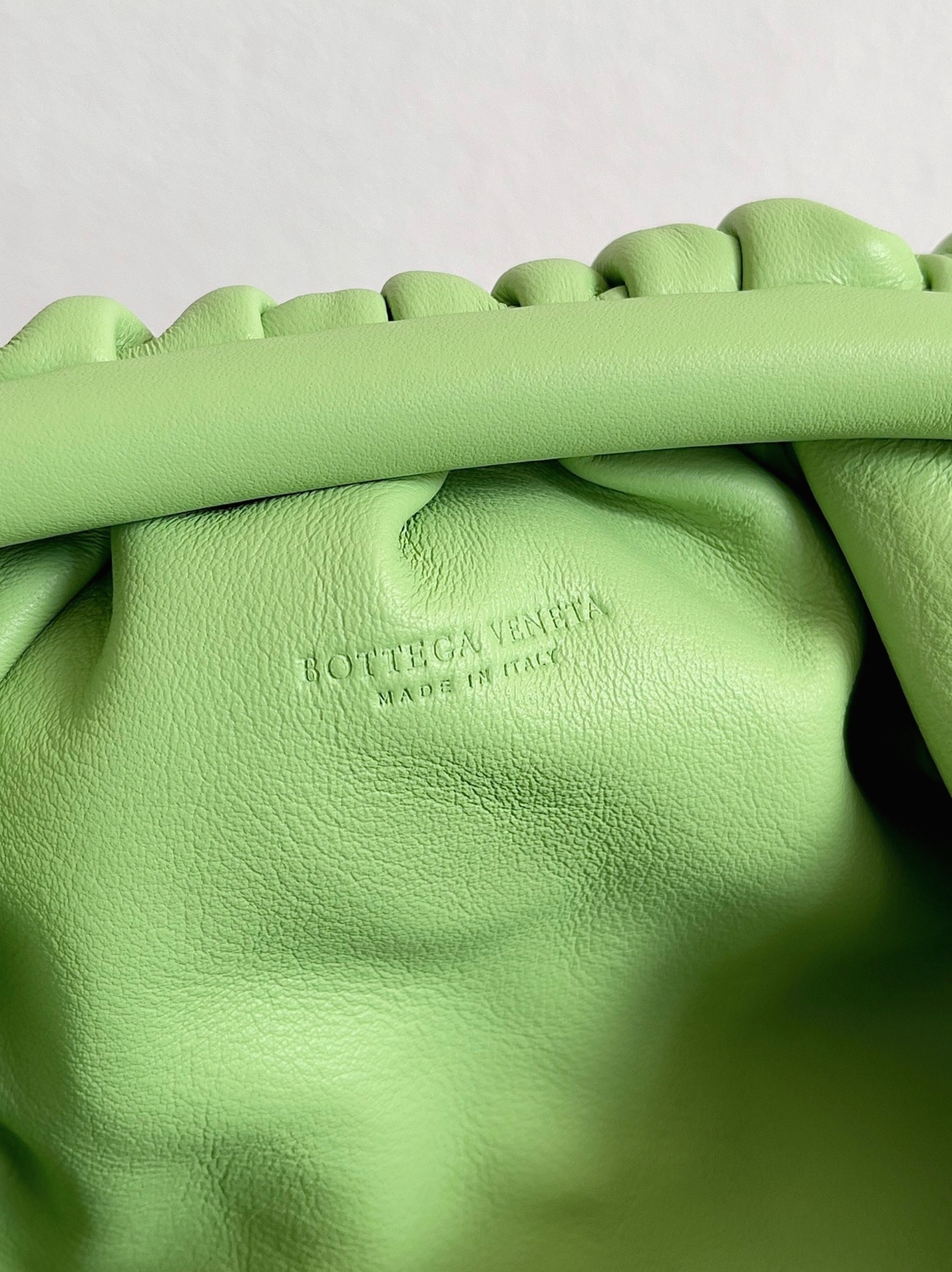 Fake B0tt*ga Ven*ta Mini Pouch with Strap Pistachio