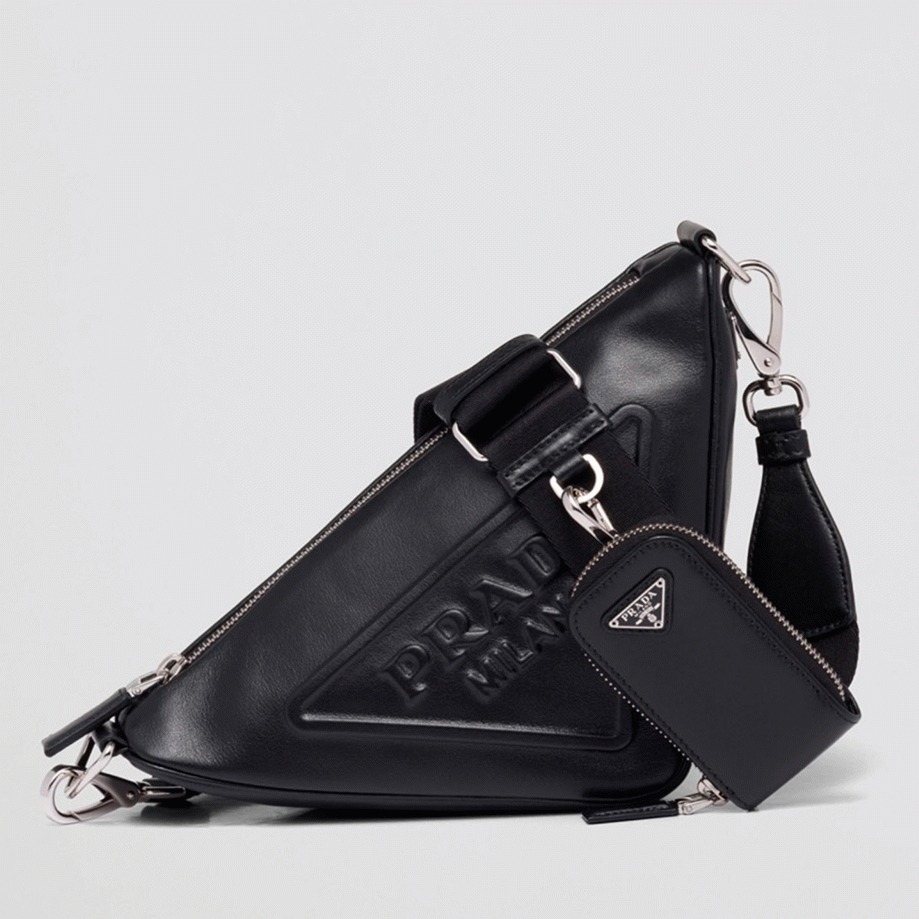 Pra*a Triangle Shoulder Bag Knockoff in Black