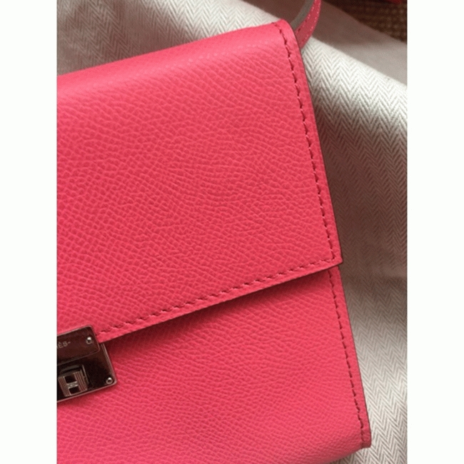 Rose lipstick AAA fake H**me5 Clic wallet with strap
