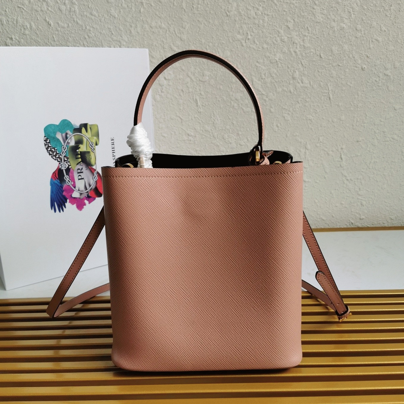 Powder Pra*a Medium Panier Bag Knockoff